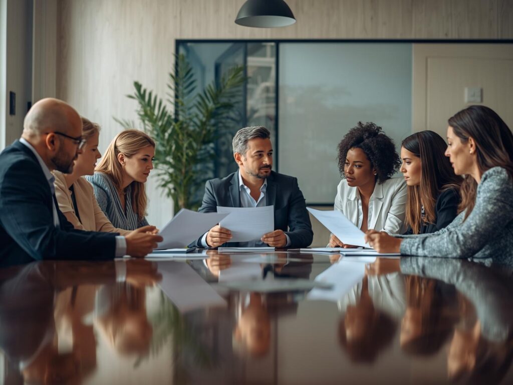 HOA members discussing policy updates with BMC Consulting Madison to improve community governance.